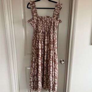 Altar'd State Brown and White Floral Midi Dress